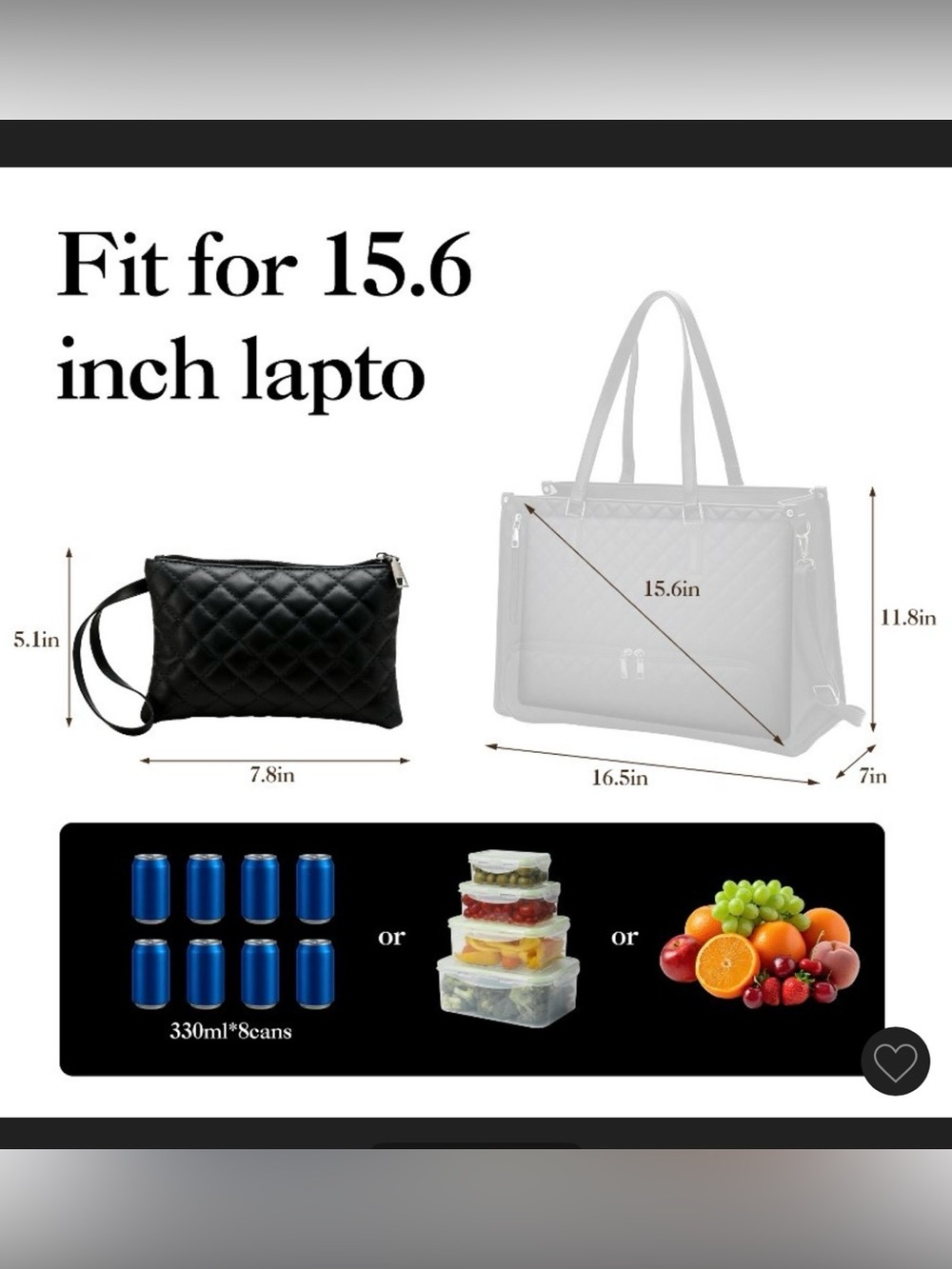 Quilted PU Leather Insulated Work Tote - Picture 8 of 11